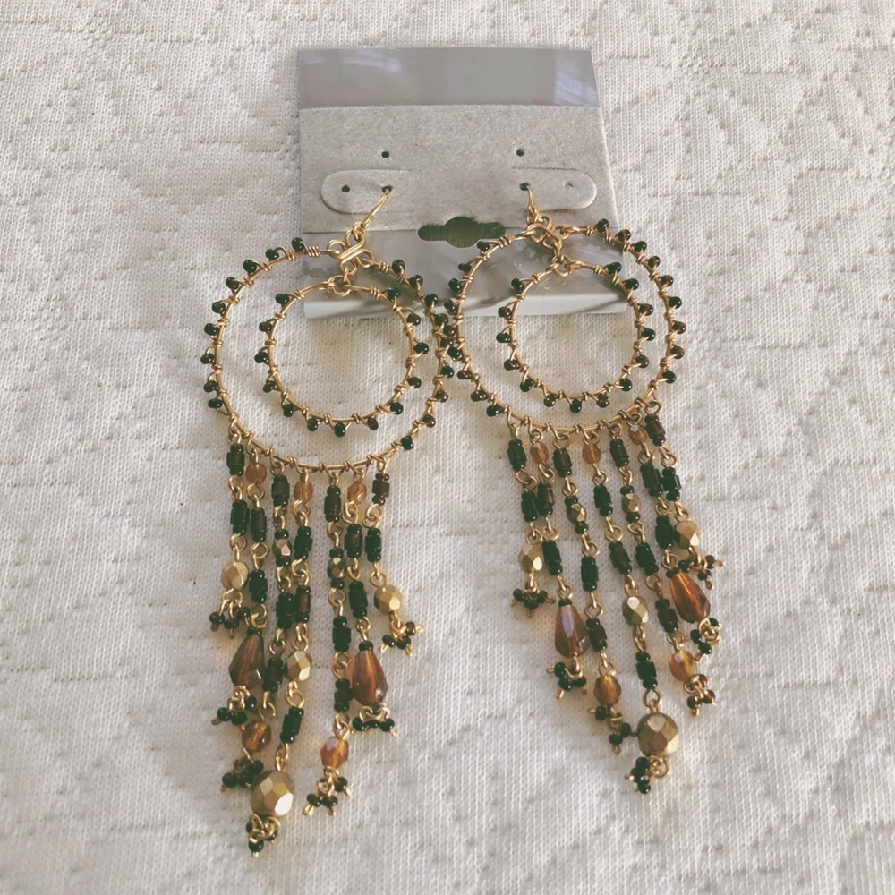 Gold dangle hoop earrings